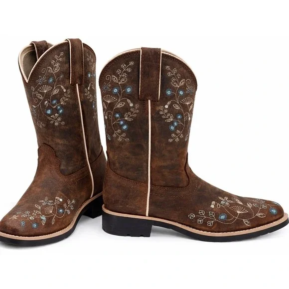 Shyanne Xero Gravity Brown Leather Floral Embroidered Western Boots 7B New - Picture 3 of 8